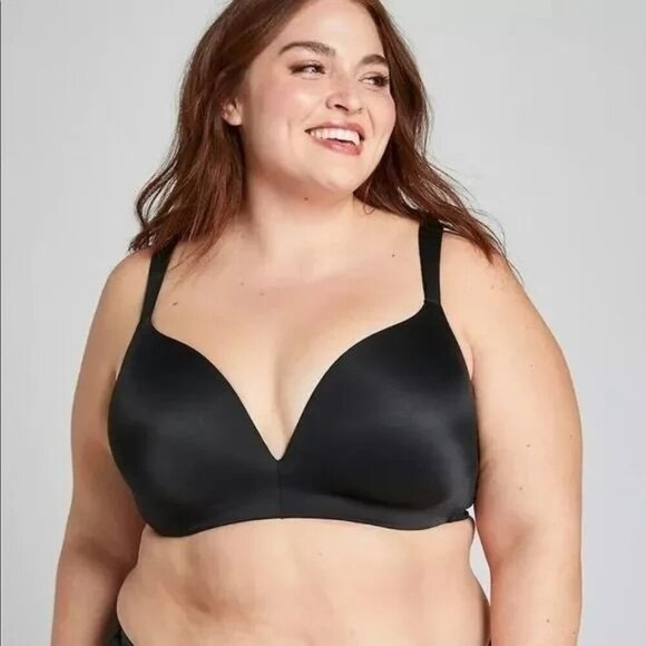 Cacique‎ Bra Simply Wire Free Plunge Women's Size 34C Black - Picture 1 of 9